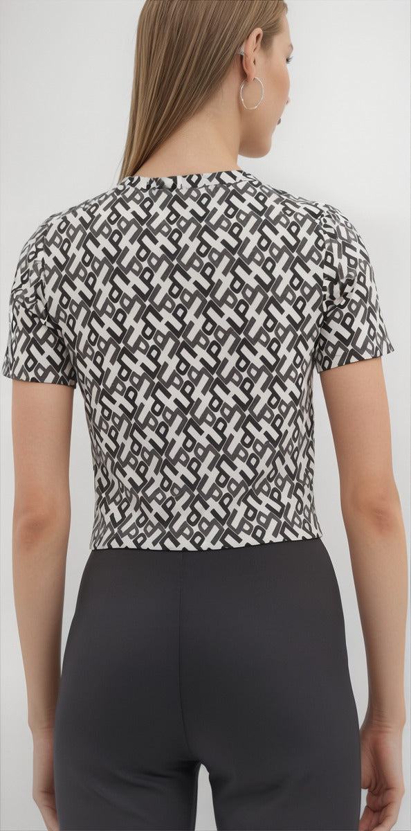 Lança Perfume Blusa Curta Slim Estampada
