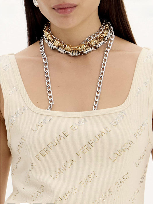 Blusa Regata Com Aplicações Frontais C Brilho Lança Perfume