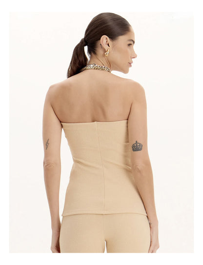 Lança Perfume Blusa Alongada Sem Alças Com Detalhe Frontal