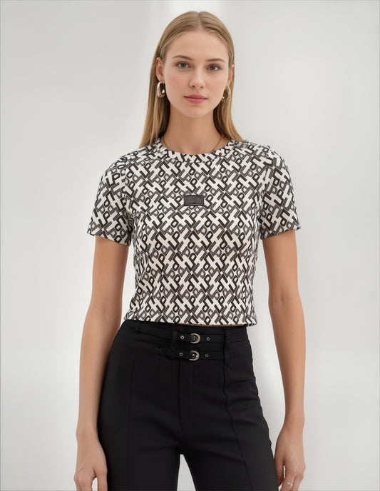 Lança Perfume Blusa Curta Slim Estampada