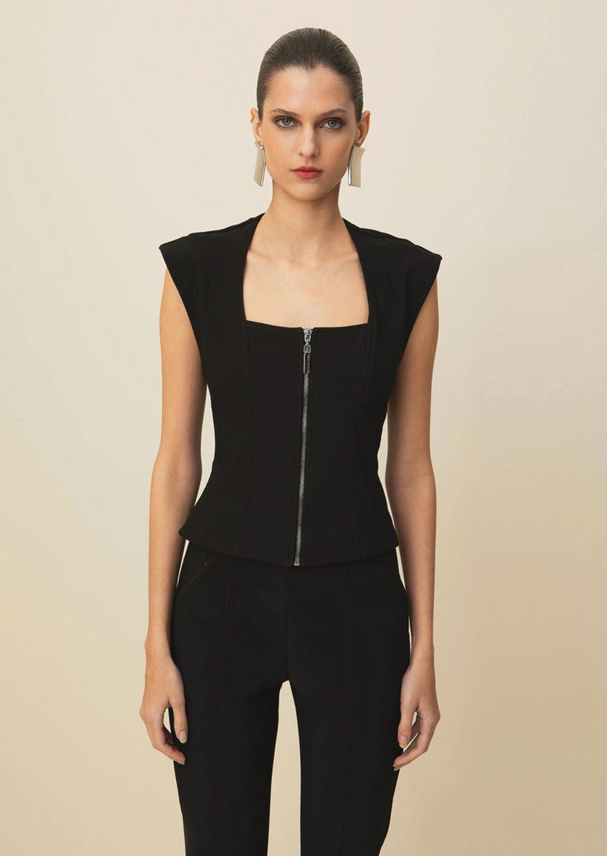 Blusa Corset C Zíper Frontal Morena Rosa