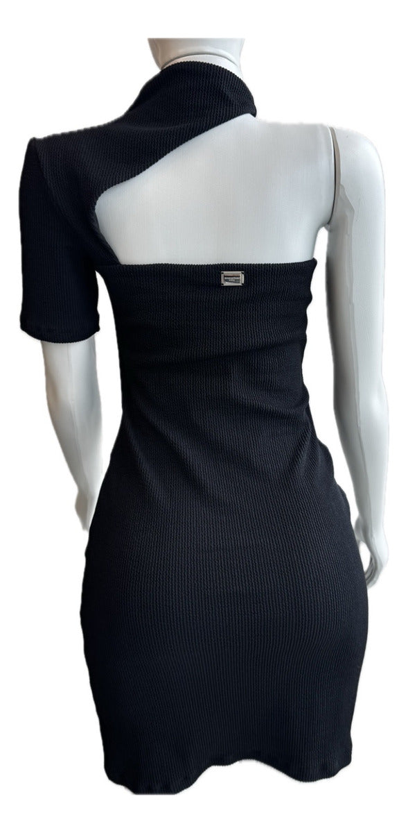 Vestido Lança Perfume Curto Sem Alças Detalhe Pescoço