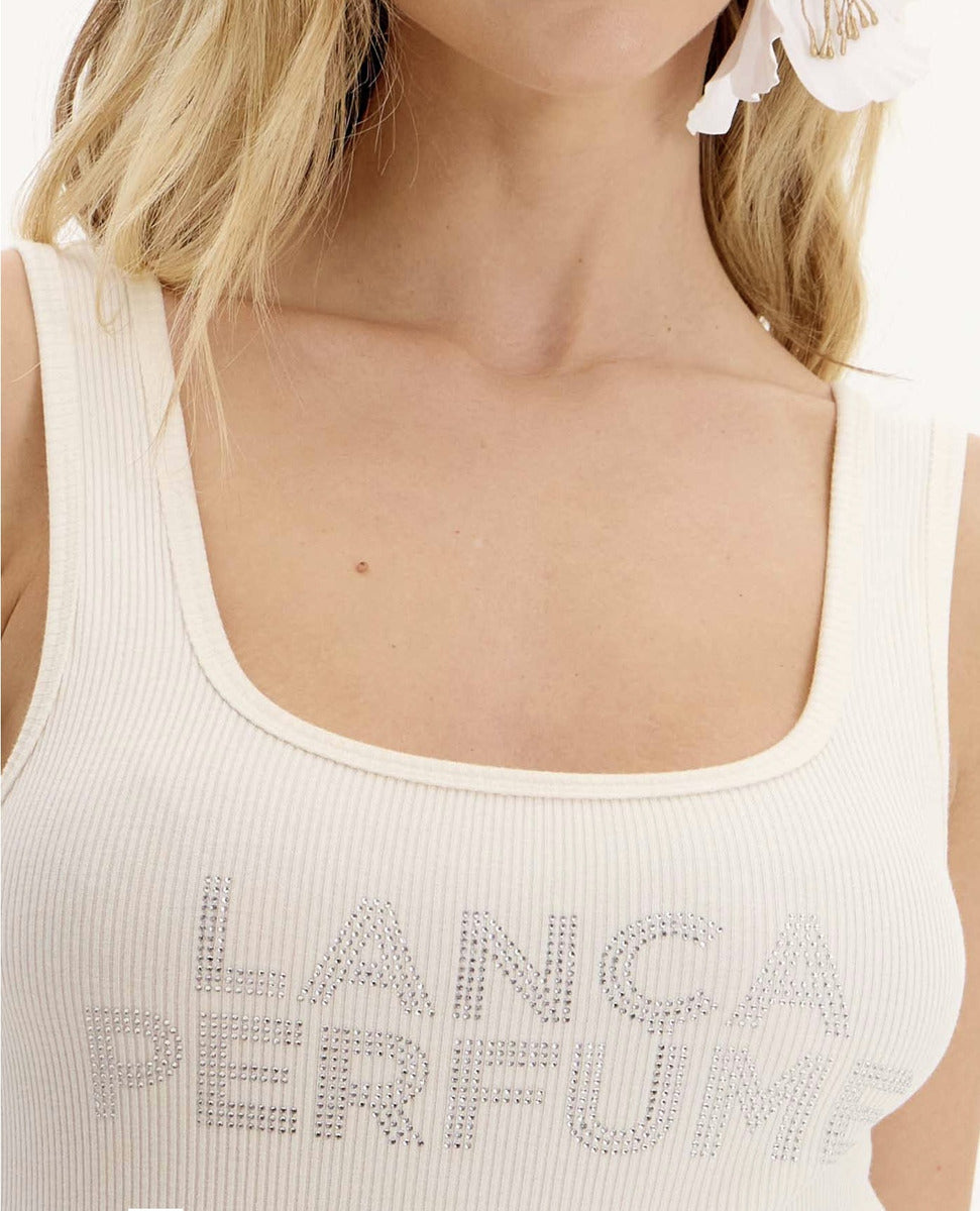 Blusa Regata Canelada Com Brilho Lança Perfume