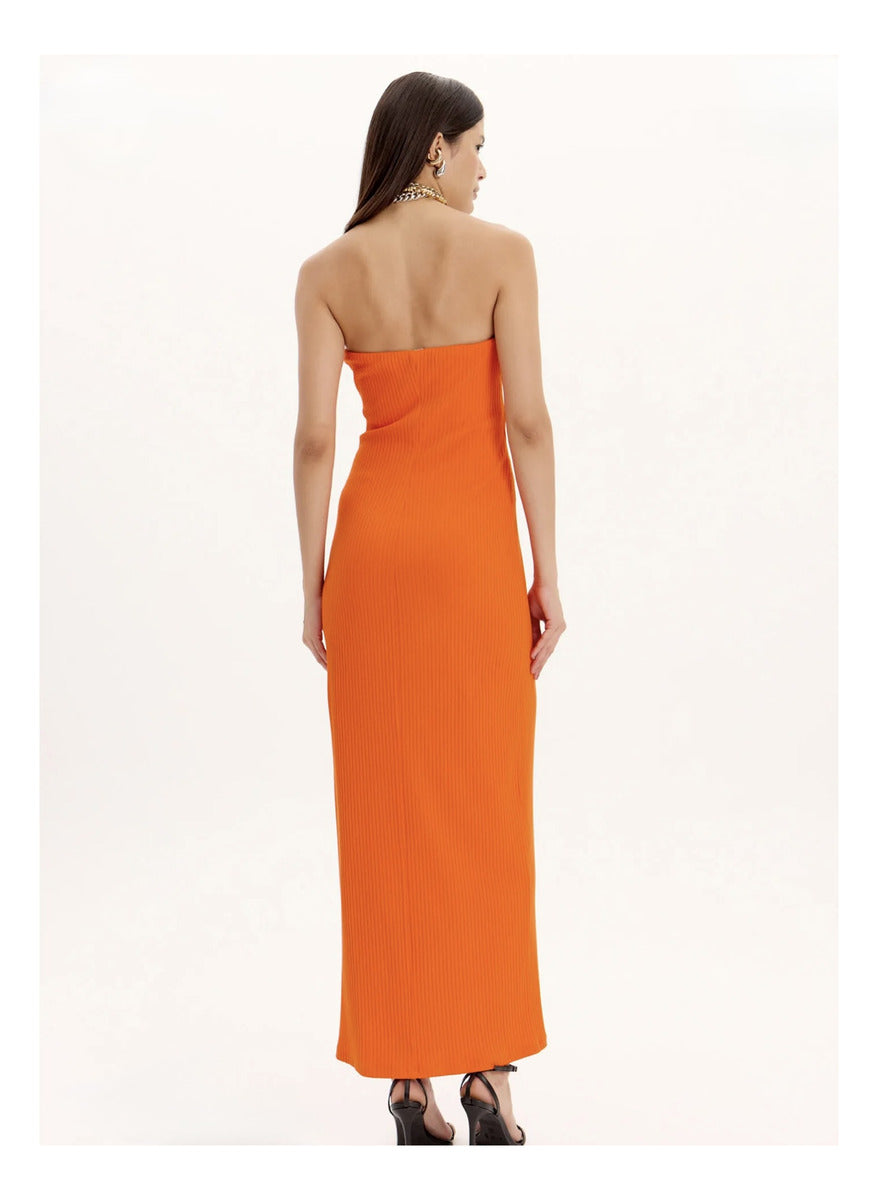 Vestido Super Midi Básico Aplique Frontal Lança Perfume