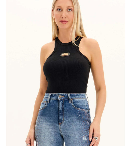 Blusa Regata Canelada Nadador Lança Perfume