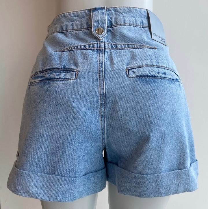 Short Morena Rosa Jeans Botão Pérolas