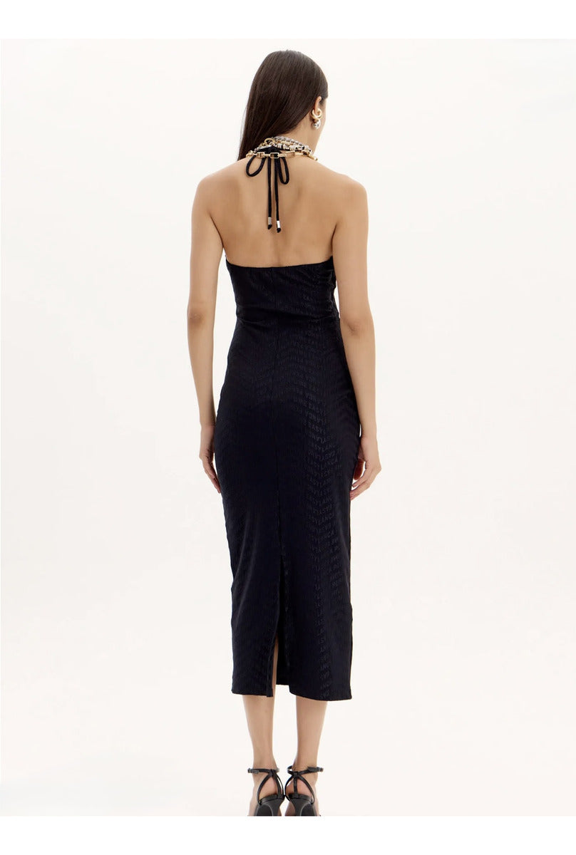 Vestido Midi Frente Única Detalhe Frontal Lança Perfume