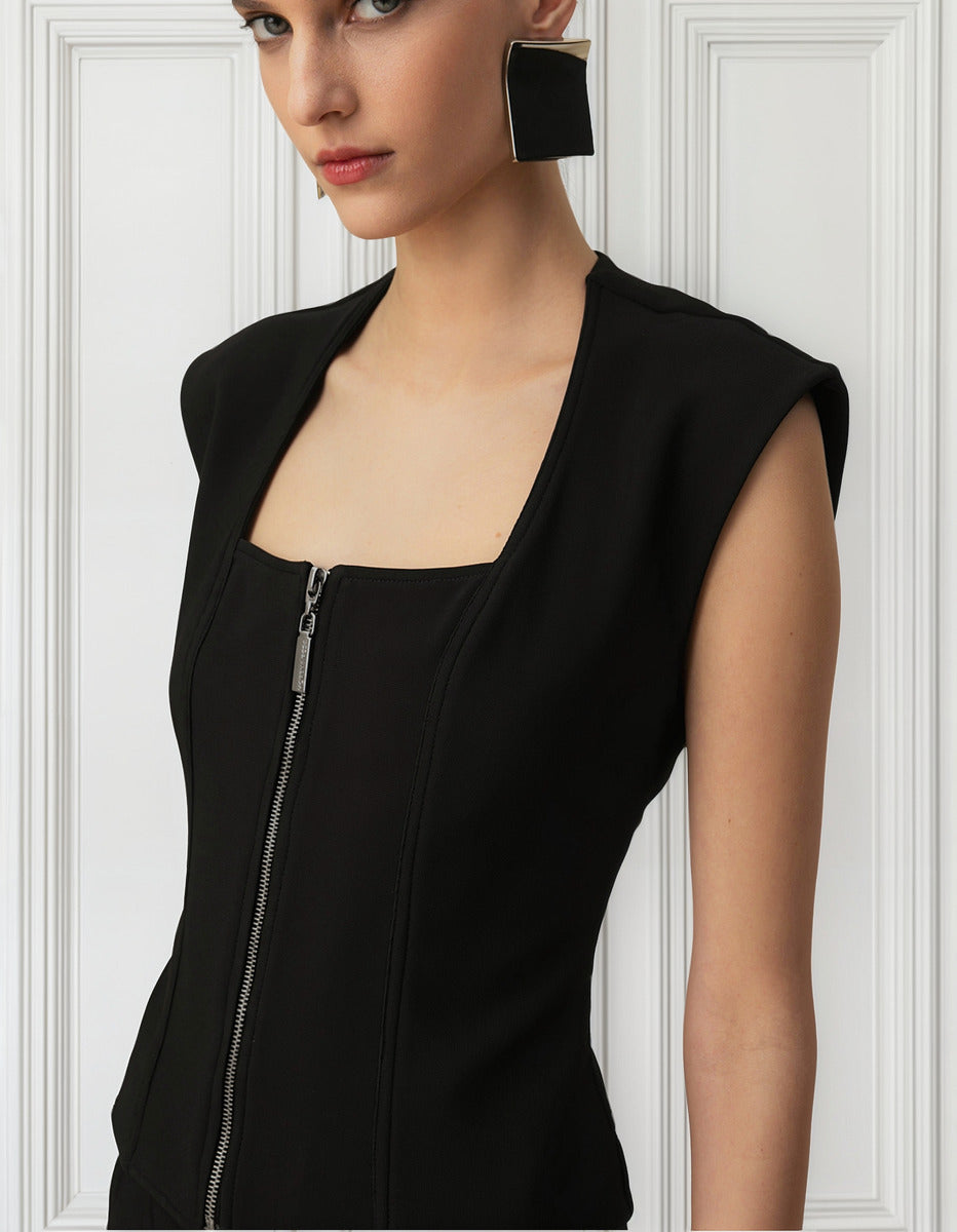 Blusa Corset C Zíper Frontal Morena Rosa