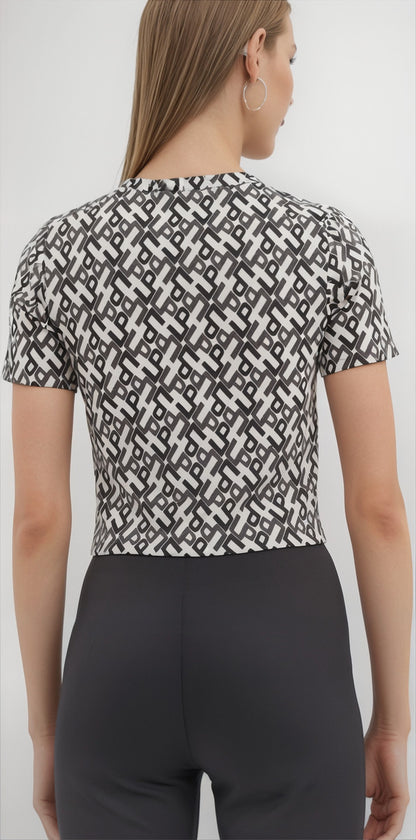Lança Perfume Blusa Curta Slim Estampada