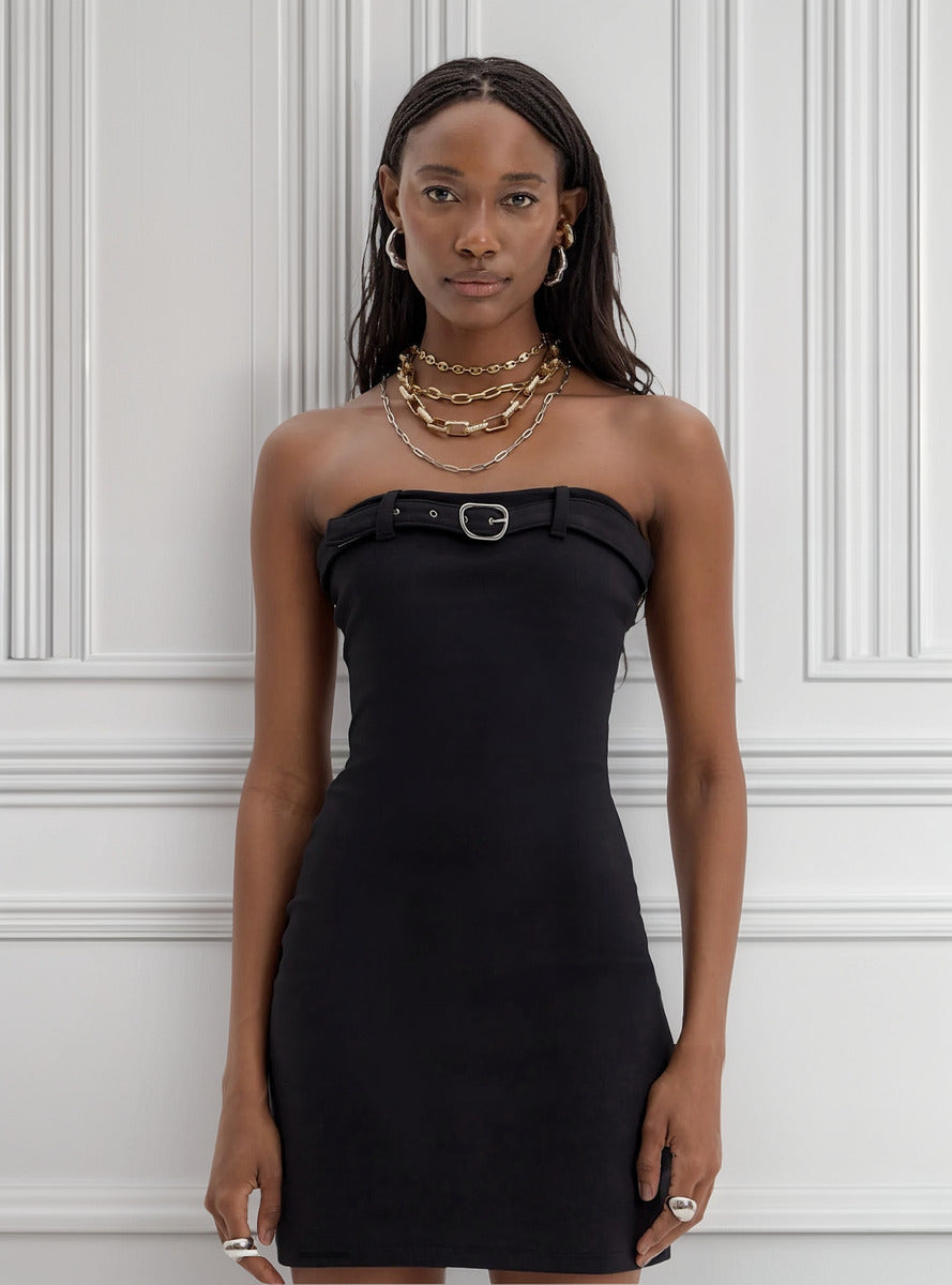Vestido Curto Detalhe Fivela Lança Perfume