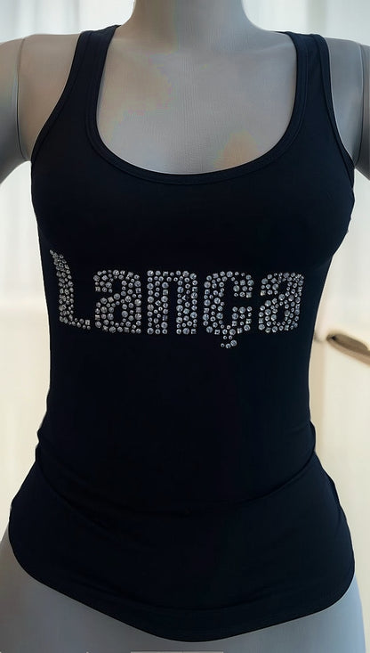 Blusa Lança Perfume Regata Com Nome Com Brilho