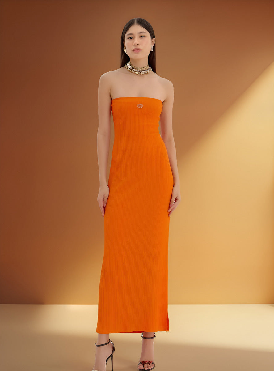 Vestido Super Midi Básico Aplique Frontal Lança Perfume