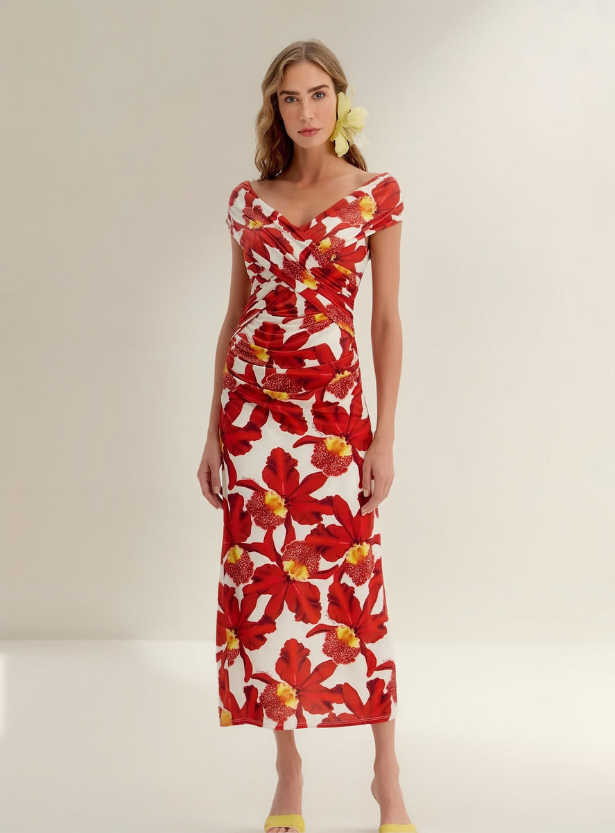 Vestido Justo Ombro A Ombro Super Midi Lança Perfume