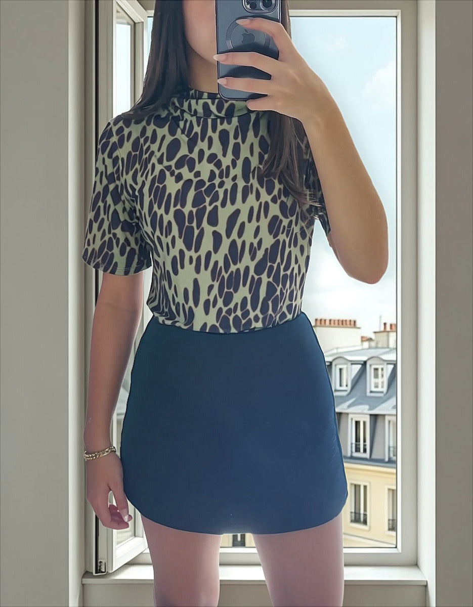 Blusa Gola Estampada Morena Rosa