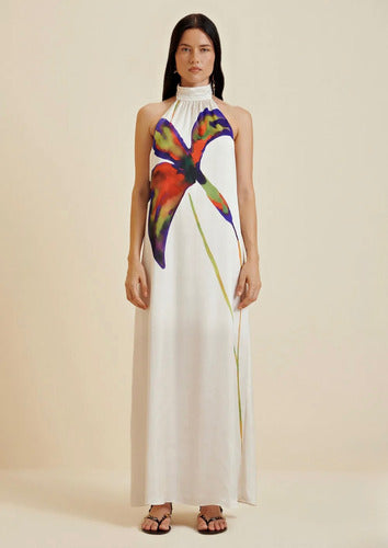 Vestido Morena Rosa Longo Frente Única Estampado